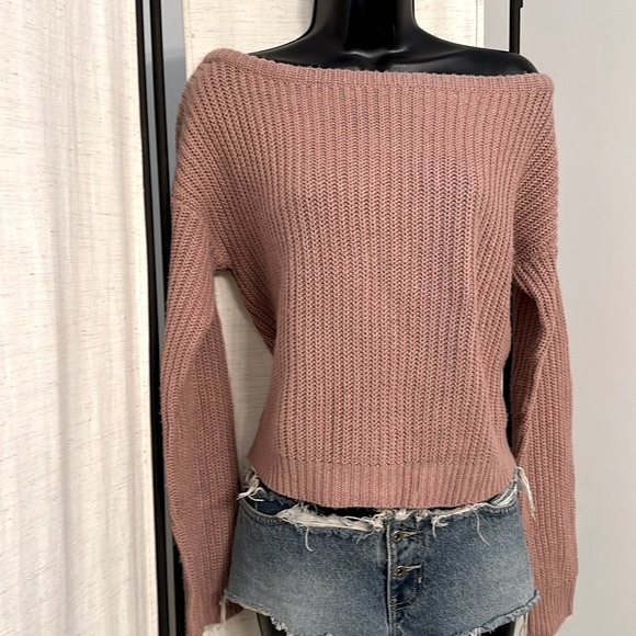 Missguided pink off shoulder chunky knit long sleeve sweater top S - Picture 8 of 15